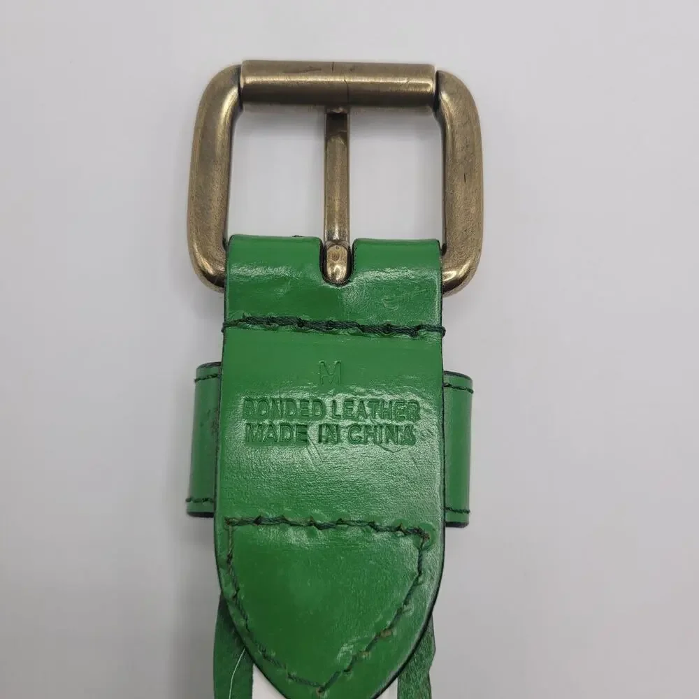 Green Leather Belt Women Medium Braided Woven Boho Minimalist Preppy Cottagecore